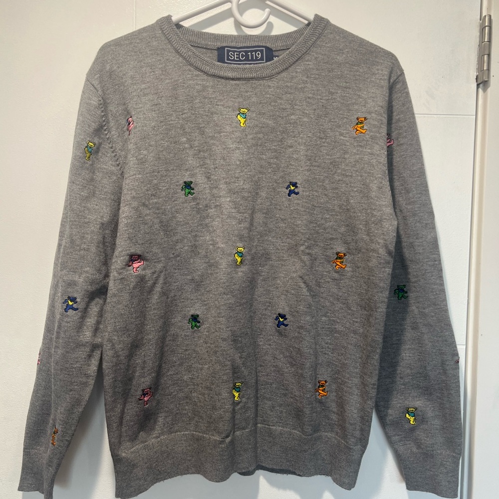Gray Embroidered Men's Sweater